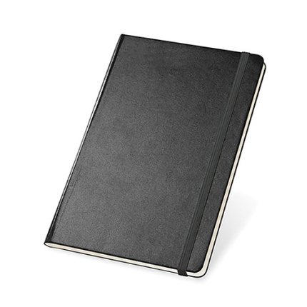 Notebook A5 con copertina rigida in PU. Con chiusura elastica e segnapagina. 80 fogli color crema, a quadretti. 40160